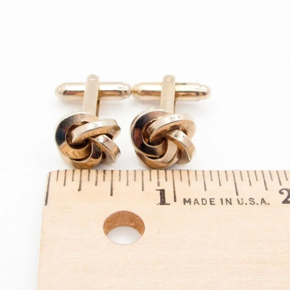 Vintage Gold Tone Love Knot Cufflinks Classic Men's Formal Swirl Wedding Groom